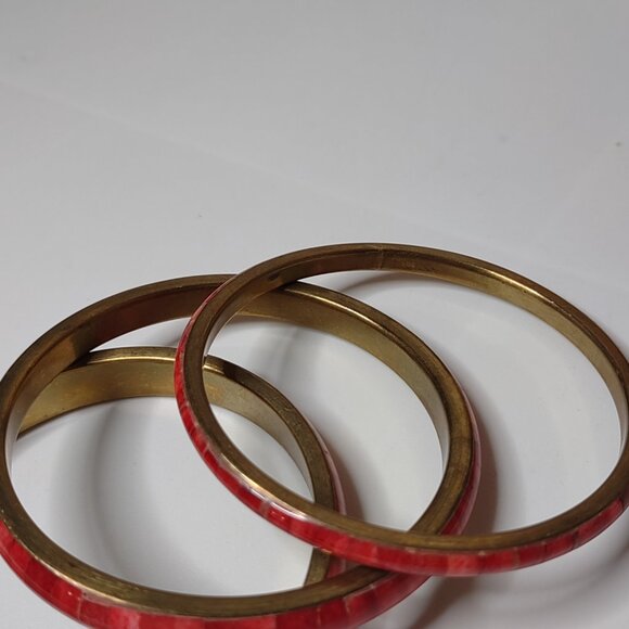 Set Of 3 Vintage 8 Inch Red Bangles - Picture 6 of 9